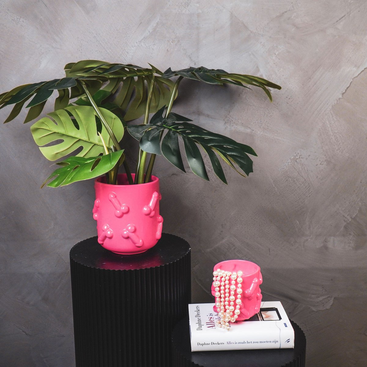 Housevitamin - Pot - Dick - Keramiek - Roze -11x11x11,5cm