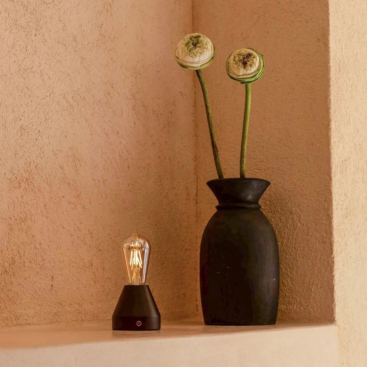 Tavellio-Amsterdam - Zavi donkerbruine oplaadbare LED-tafellamp | Dimbaar en draagbaar | Batterijduur van 80 uur