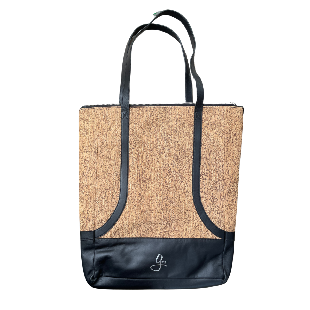 green-goose - Gissy Kurk en Leer Handtas XL - Zwart