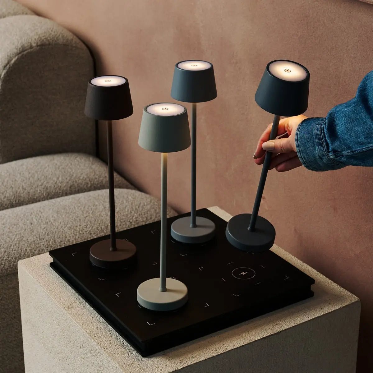 Tavellio-Amsterdam - Vondel Mini Stone Gray Oplaadbare en draadloze lamp