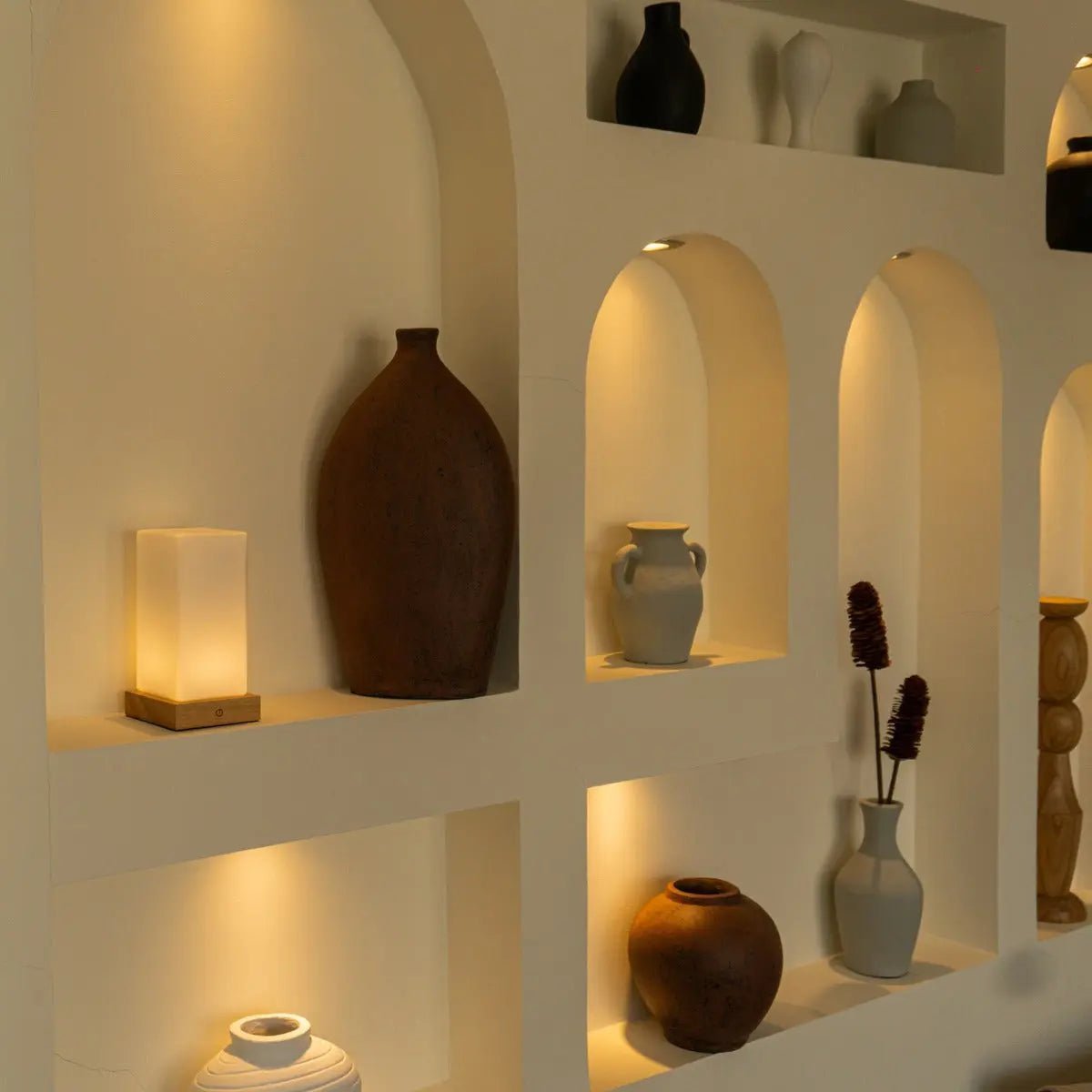 Tavellio-Amsterdam - Zayn lichtbruine houten oplaadbare lamp L | Dimbaar en draagbaar | Batterijduur van 80 uur