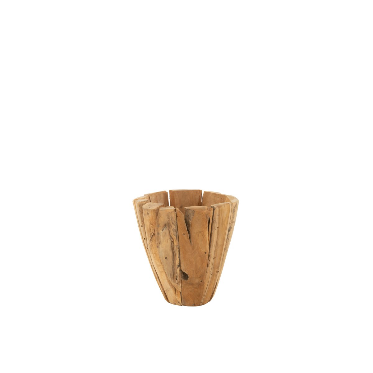 J-Line - Bloempot Jack Teak - Hout - Naturel - Medium - Ø35.00cm
