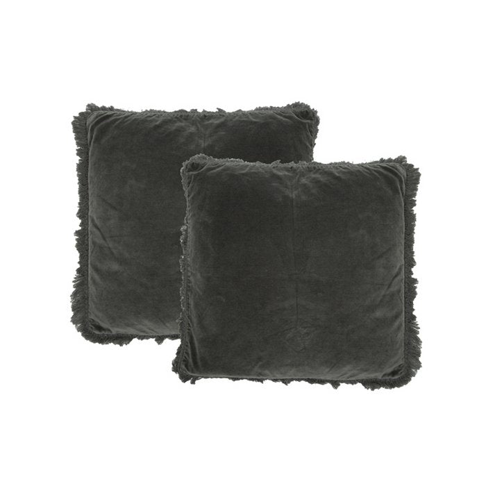 Mrs. Bloom - Fluwelen sierkussen 'Rosie' (45cm x 45cm, Donkergrijs)