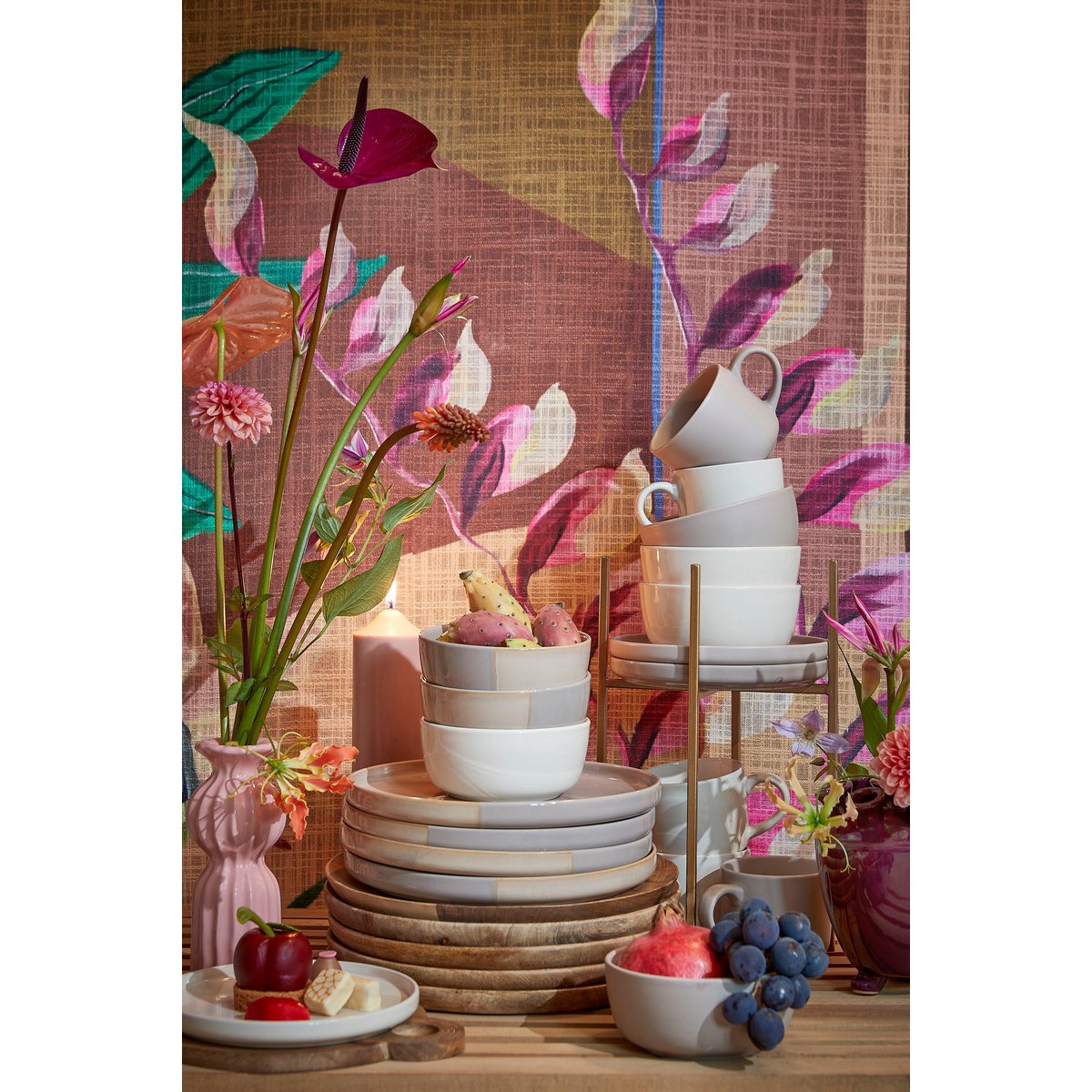 Mica Decorations - Ozzu Serviesset 4 Persoons - Steengoed - Taupe