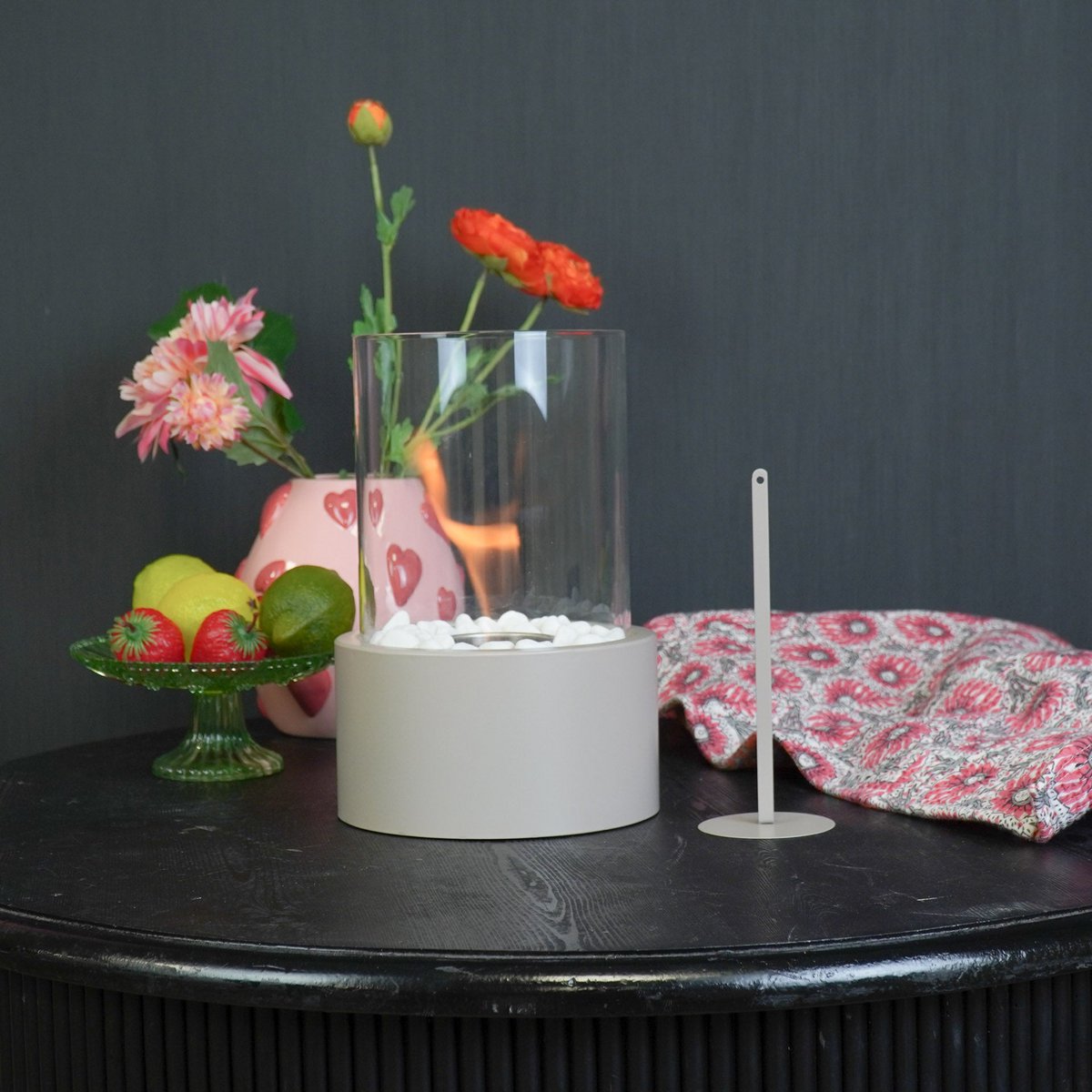 Housevitamin - Tafelbrander - Ronde - Metaal/glas - taupe - 18x18x26,5 cm