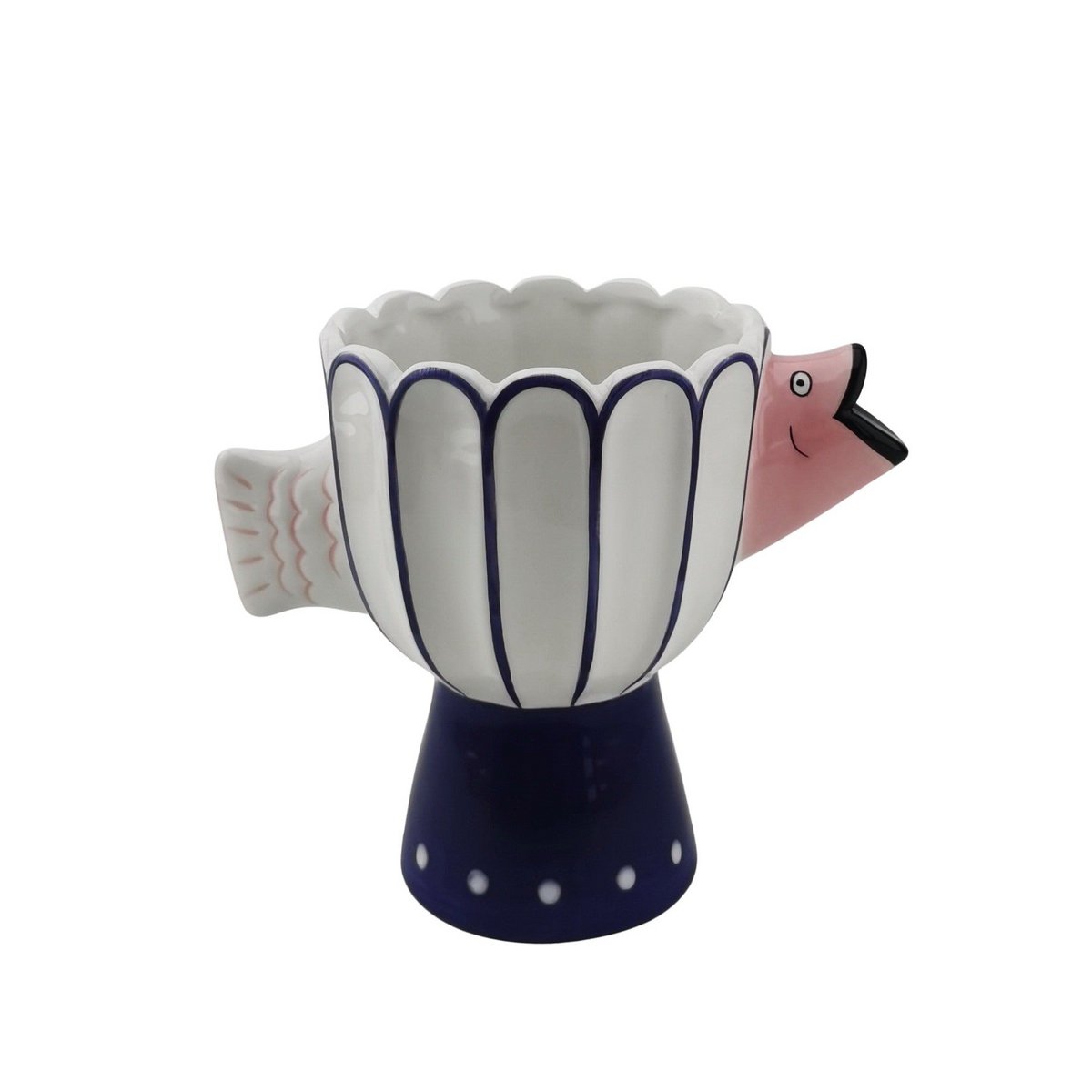 Housevitamin - Vaas - visdolomiet -BLUE/WIT/PINK -21X13.5X18CM