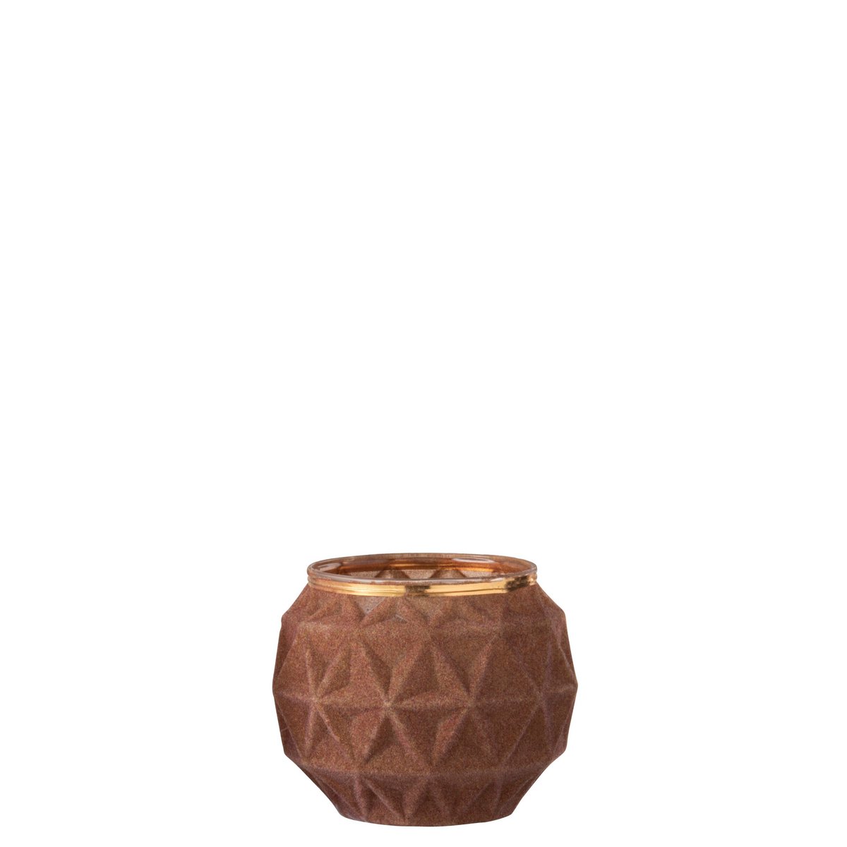 J-Line - Waxinelichthouder Bol - Glas/Fluweel - Oker - Large
