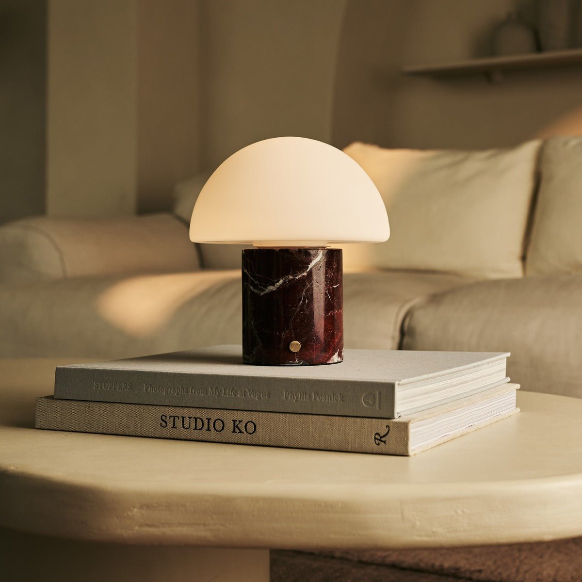 Tavellio-Amsterdam - Maris Red / Rosso Levanto - Classic Marmeren oplaadbare tafellamp met 3 lichte kleuren en dimfunctie