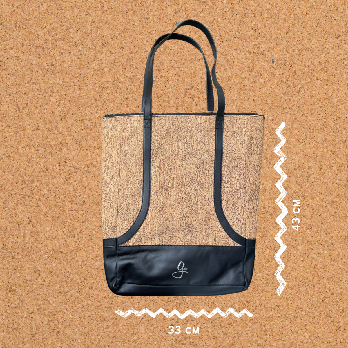 green-goose - Gissy Kurk en Leer Handtas XL - Oranje