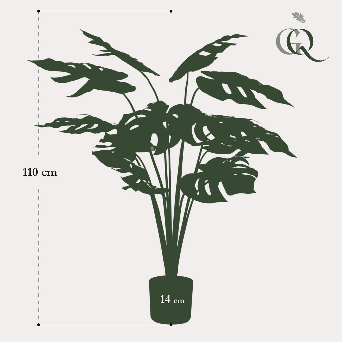 Green BoutiQ - Monstera Deliciosa - kunstplant - 95 cm
