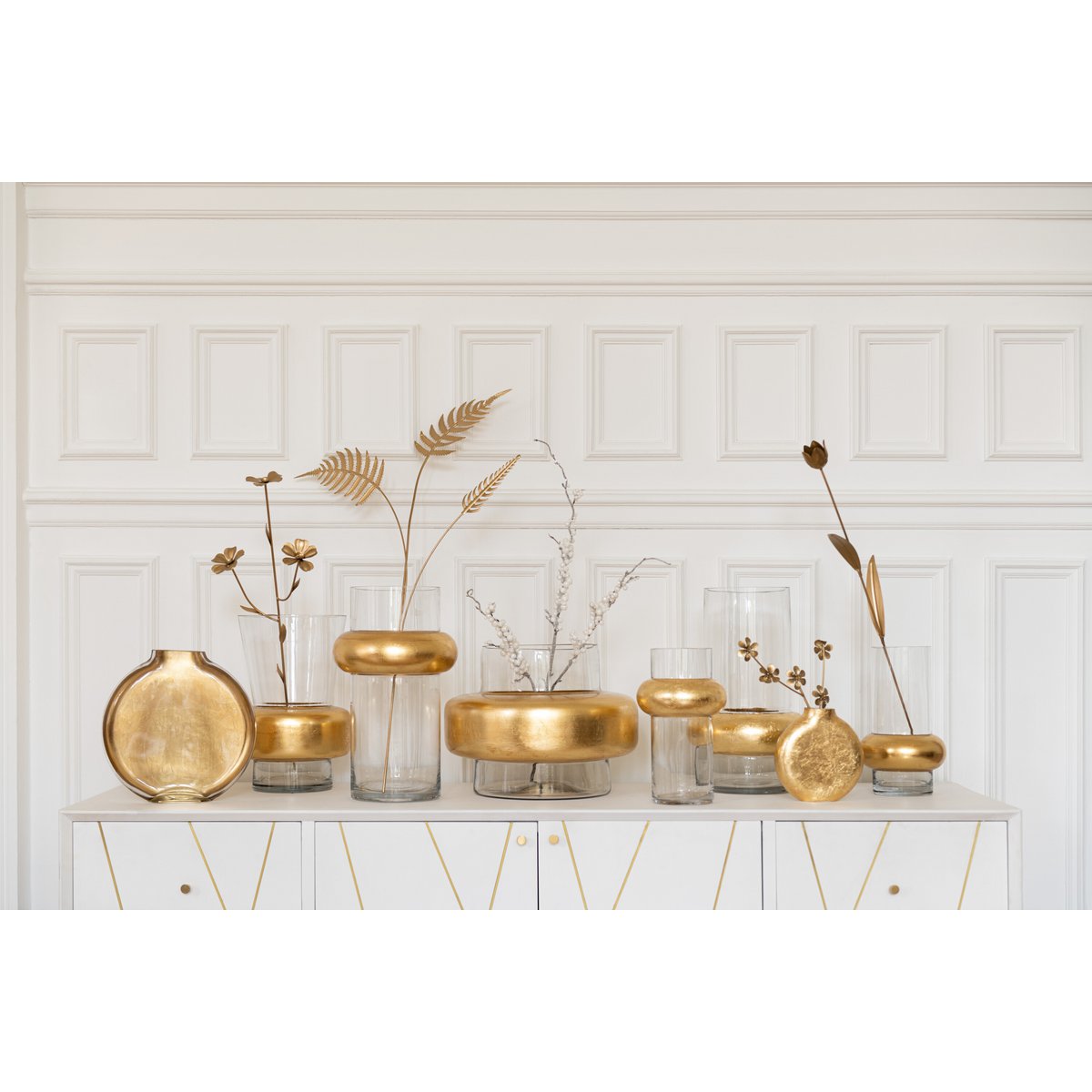 J-Line - Vaas Miki - Glas - Transparant/Goud - Small