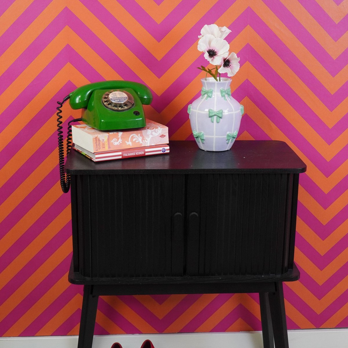 Housevitamin - Vaas - Bloemvaaslinten - Lila/Mint - 14x14x19cm