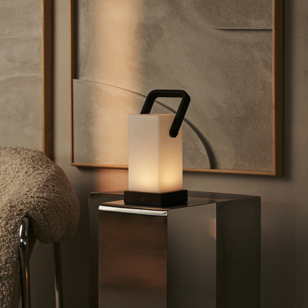 Tavellio-Amsterdam - Harper Donkerbruine Houten Lamp – Snoerloze Oplaadbare Tafellamp met Handvat