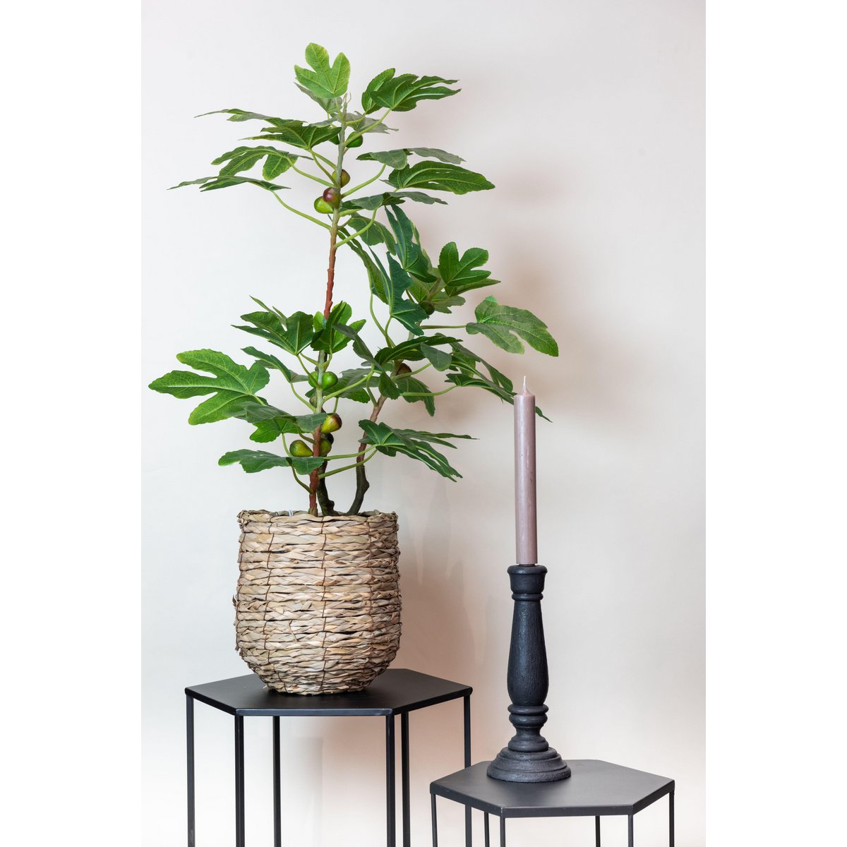Green BoutiQ - Kunstplant - Ficus Carica - Vijgenboom - 95 cm