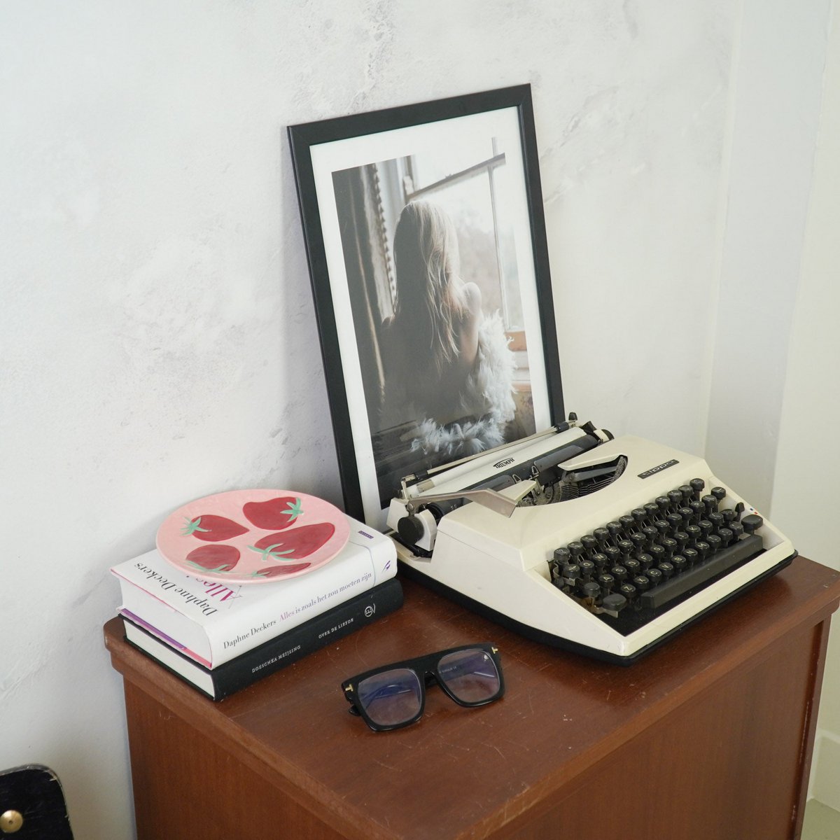 Housevitamin - Deco-plaat-aardbeien- roze/ rood- 17,5x17,5x2cm