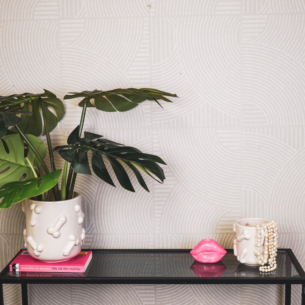 Housevitamin - Pot - Dick - Keramiek - Beige - 17,5x17,5x17,5cm