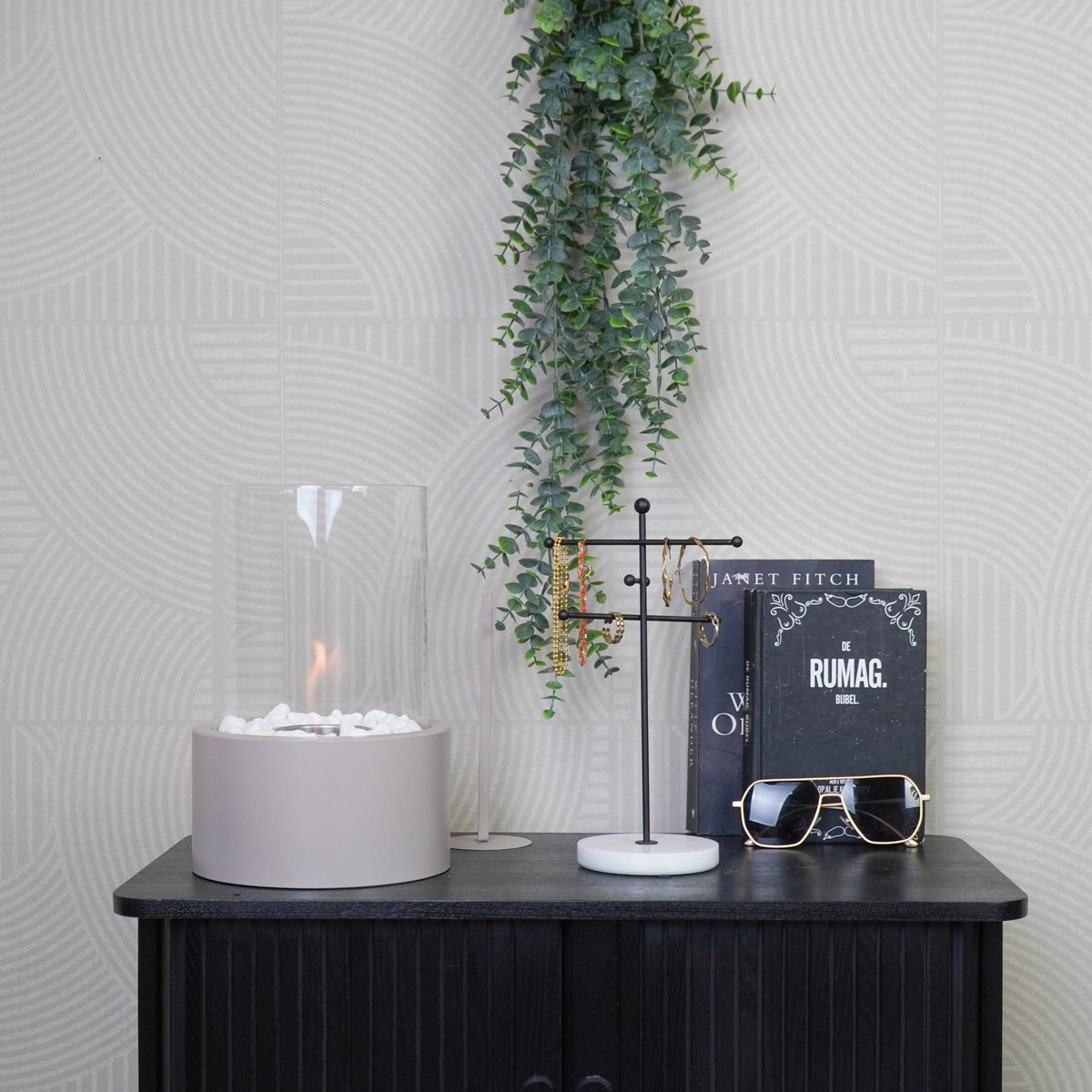 Housevitamin - Tafelbrander - Ronde - Metaal/glas - taupe - 18x18x26,5 cm