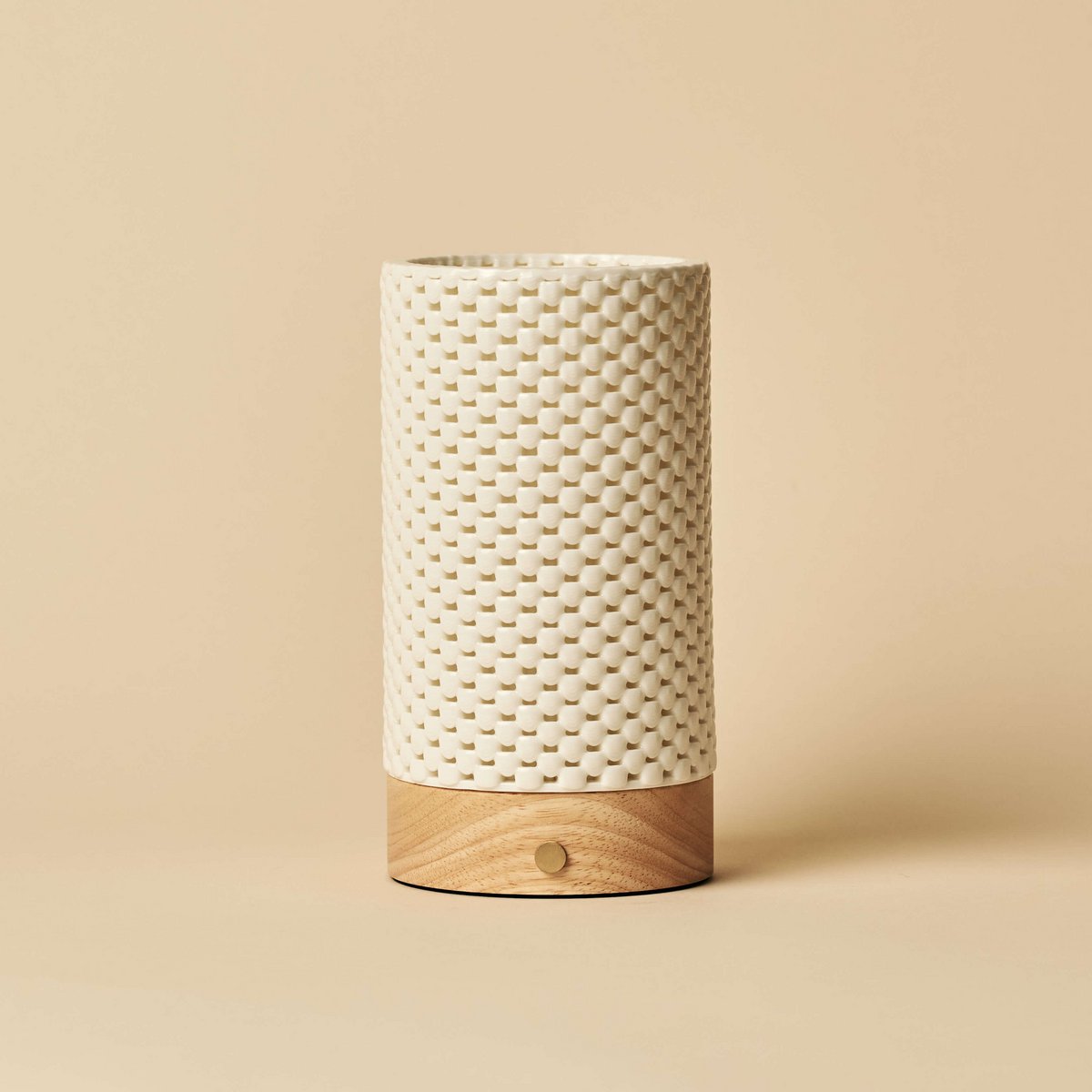 Tavellio-Amsterdam - Luna lichtbruine oplaadbare tafellamp in 3D-geprinte porselein-draadloos, dimbaar en tot 100 uur licht