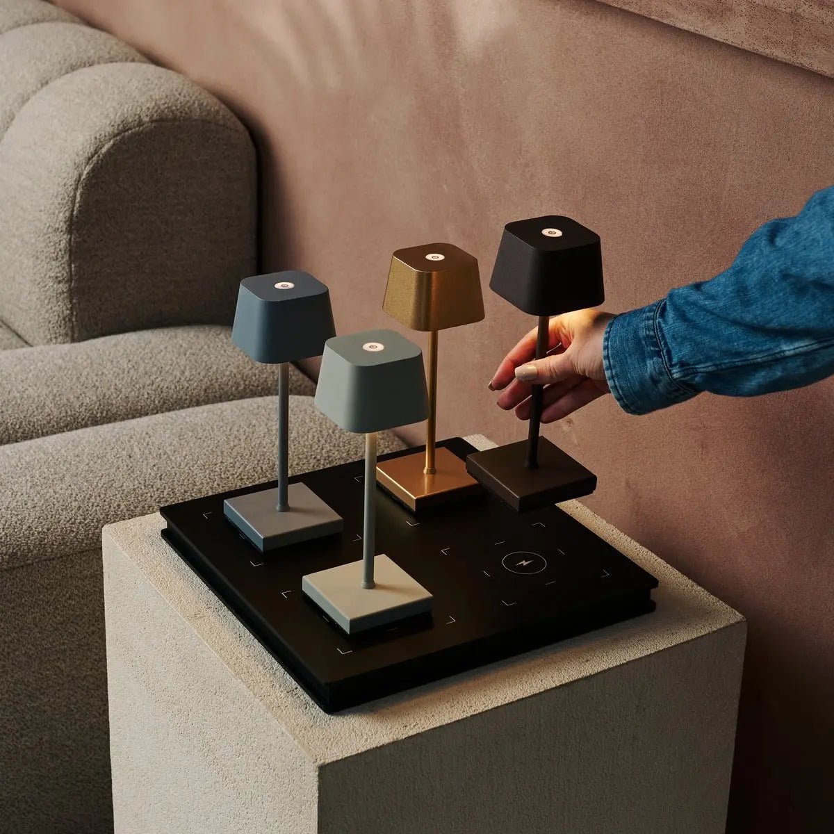 Tavellio-Amsterdam - Sarphati Mini Mouse Grijs Draadloze tafellamp | Oplaadbaar en dimbaar