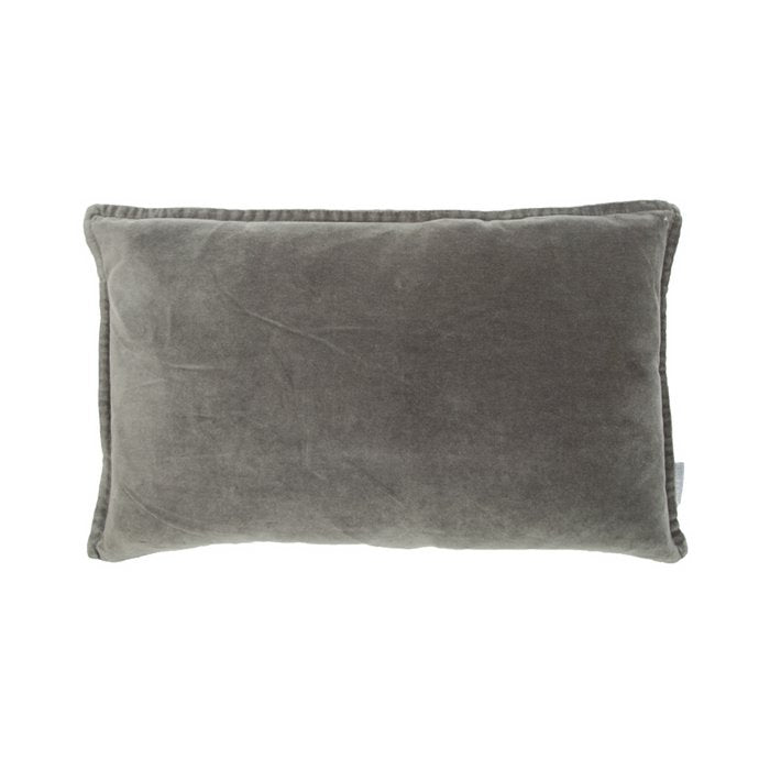 Mrs. Bloom - Vintage fluweel/linnen sierkussen 'Vintage' (50cm x 30cm, Donkergrijs)
