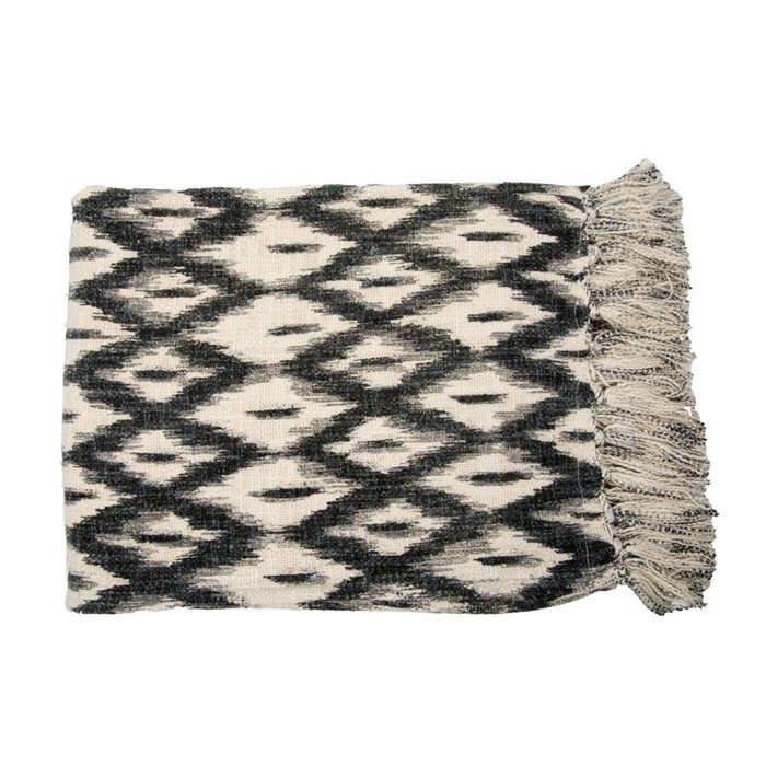 Mrs. Bloom - Plaid 'Sagres' (130cm x 170cm, Gebroken wit/zwart)