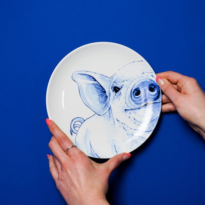 Heinen Delfts Blauw - Wandbord Varken