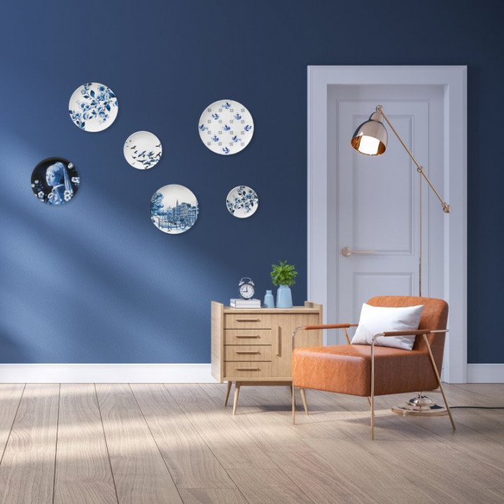 Heinen Delfts Blauw - Wandbord Vogels