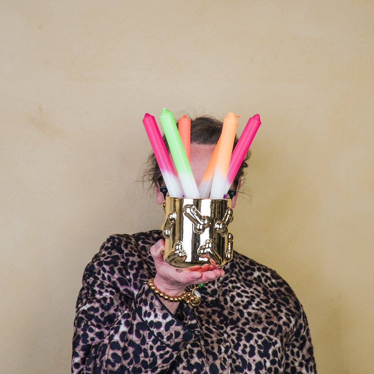 Housevitamin - Pot - Dick - Keramiek - Goud -11x11x11,5cm