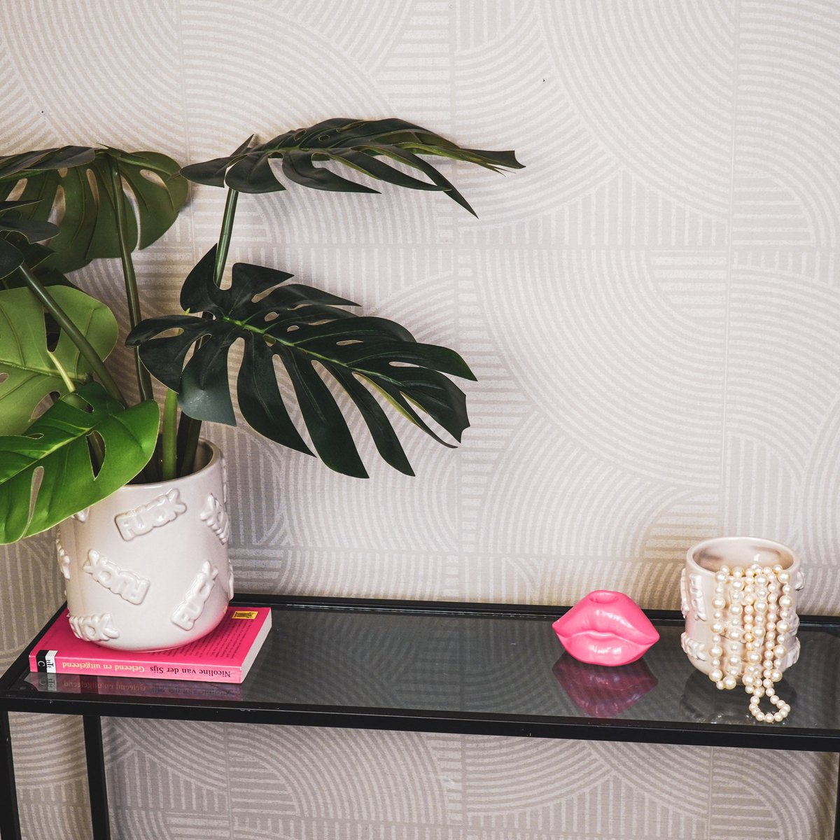 Housevitamin - Pot - 'FUCK' - Keramiek - Beige - 11x11x11,5cm