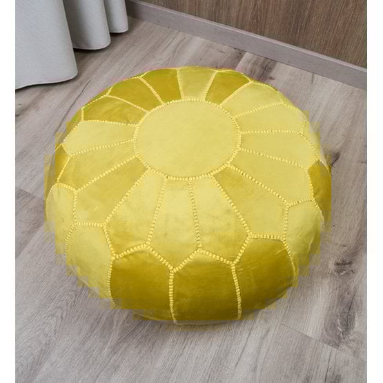 Poufs & Pillows - Fluwelen poef - geel - gevuld geleverd