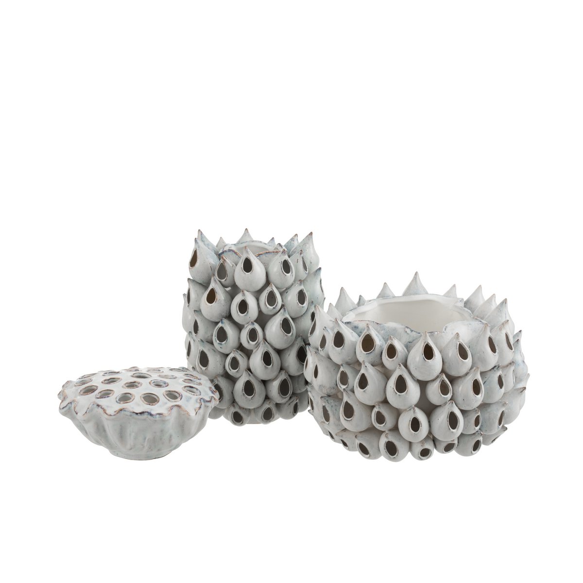 J-Line - bloempot Anemone Laag - keramiek - blauw - Ø 35 cm