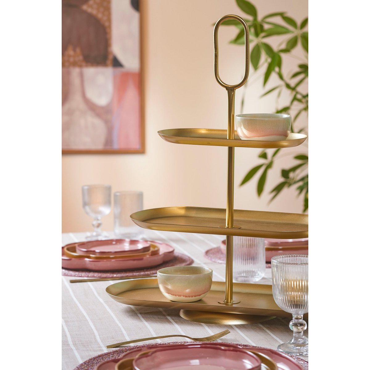 Mica Decorations - Rama Etagere 3 Laags - L48 x B20 x H55 cm - Metaal - Goud