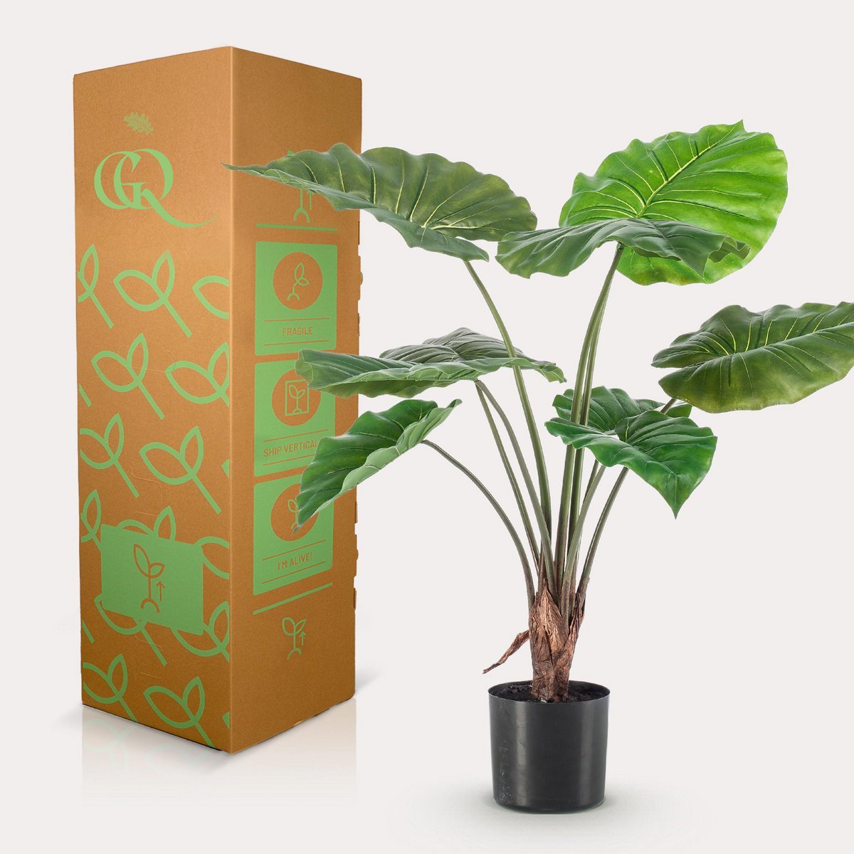 Green BoutiQ - Kunstplant - Alocasia - Olifantsoor - 70 cm