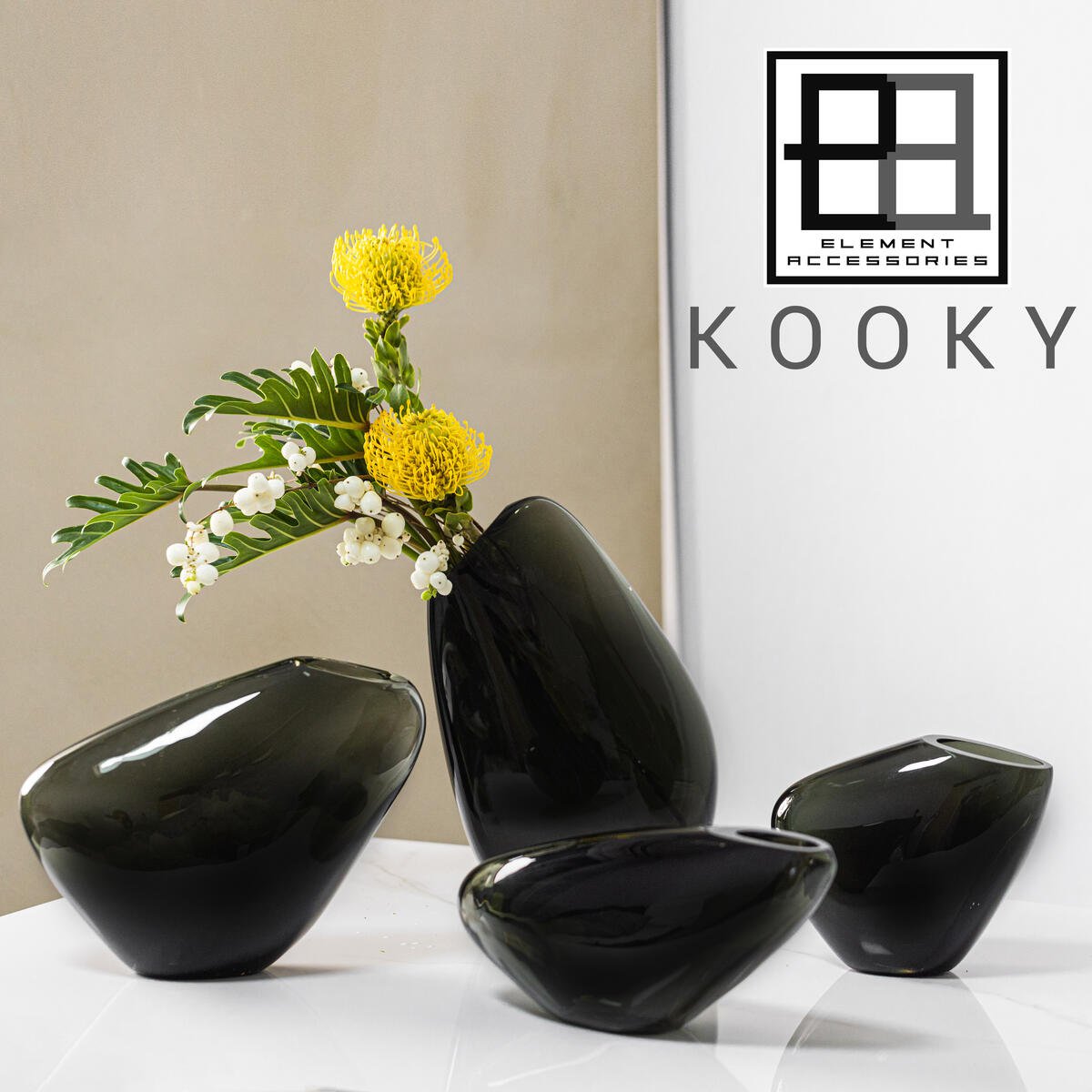 Element Accessories - Innovatieve designvaas, kiezelachtige organische vorm, KOOKY21GR