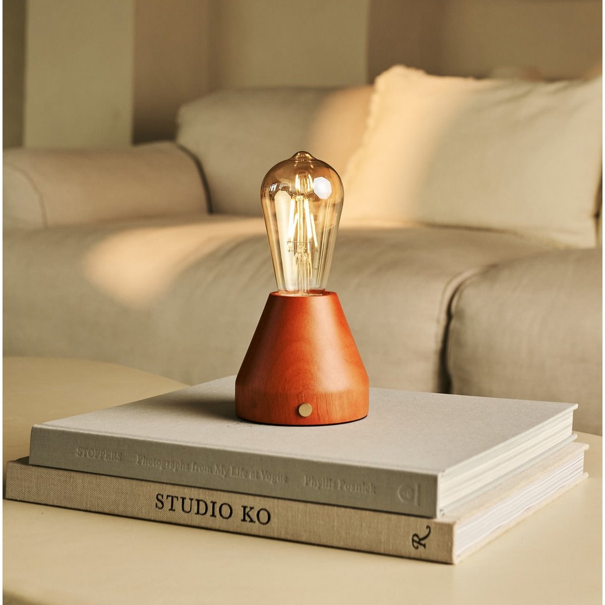 Tavellio-Amsterdam - Zavi kastanje bruin oplaadbare LED-tafellamp | Dimbaar en draagbaar | Batterijduur van 80 uur