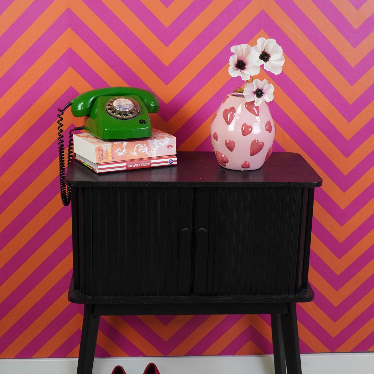 Housevitamin - Vaas - bloemenvaas - harten - roze/rood - 16x16x17,5 cm