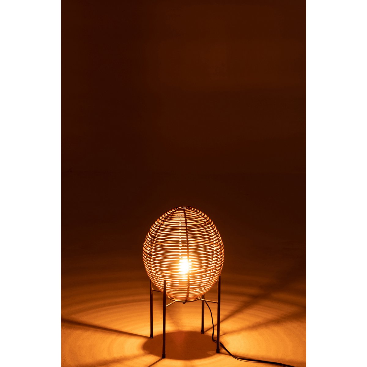 J-Line - Op Frame Rattan Tafellamp - Jute/ Metaal - Naturel