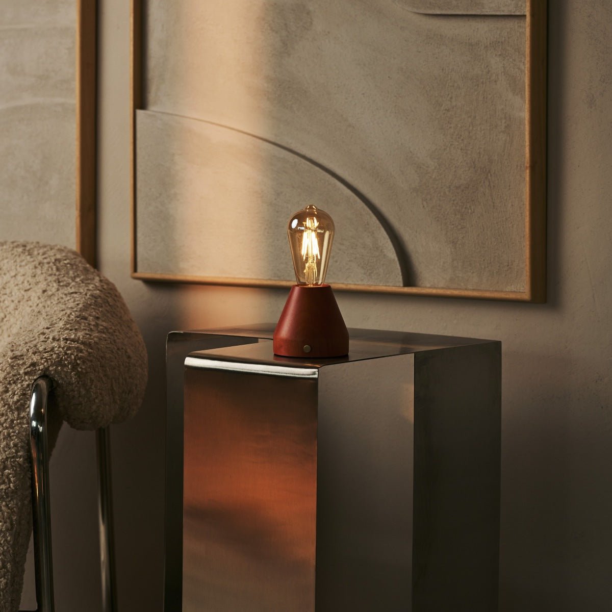 Tavellio-Amsterdam - Zavi kastanje bruin oplaadbare LED-tafellamp | Dimbaar en draagbaar | Batterijduur van 80 uur