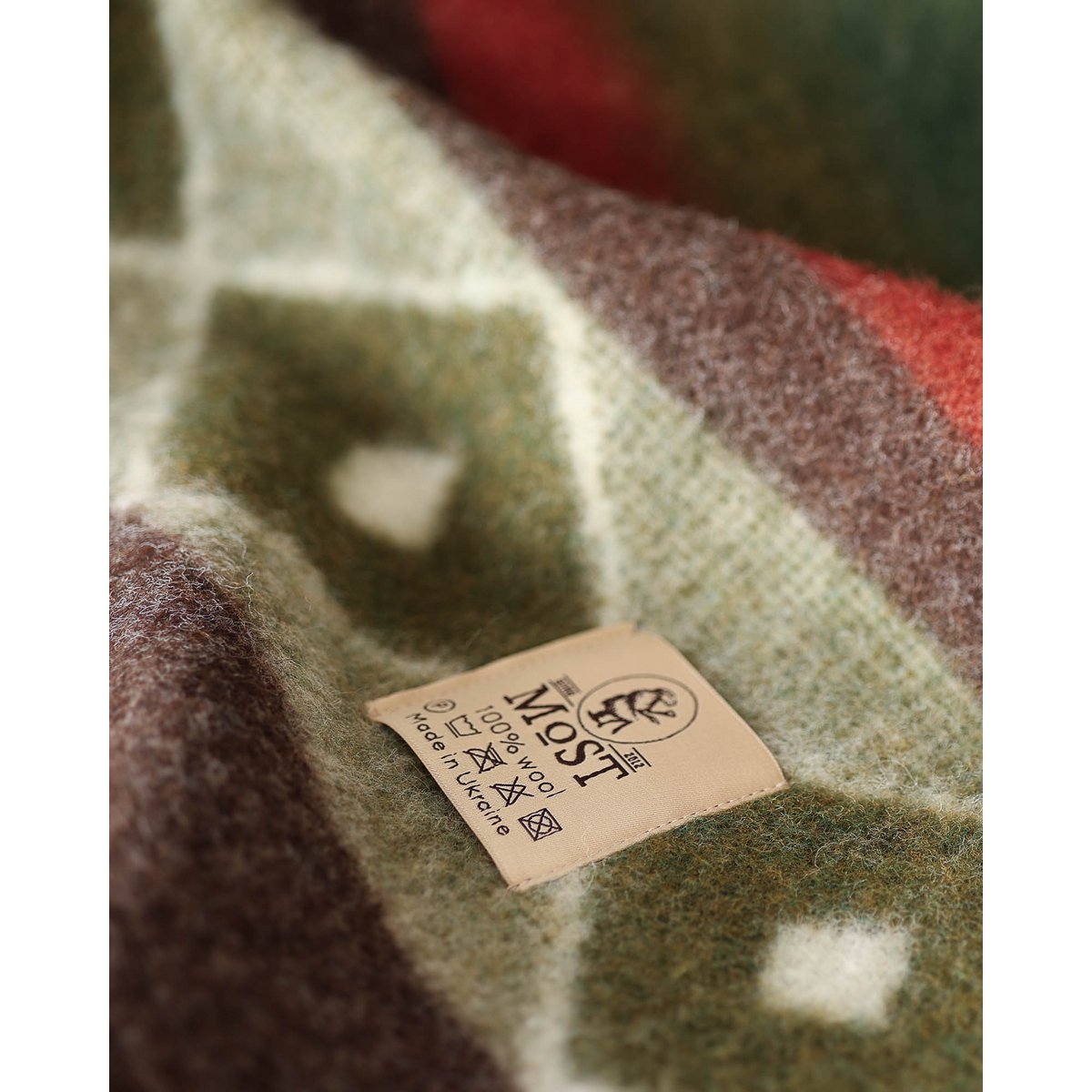 MoST Blankets - Wollen beddeken TRIBE - eenpersoons - groen