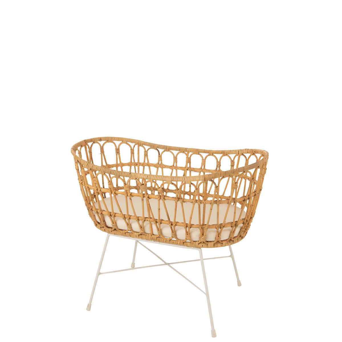 J-Line - kinderbed + matras - rotan/metaal - naturel/wit