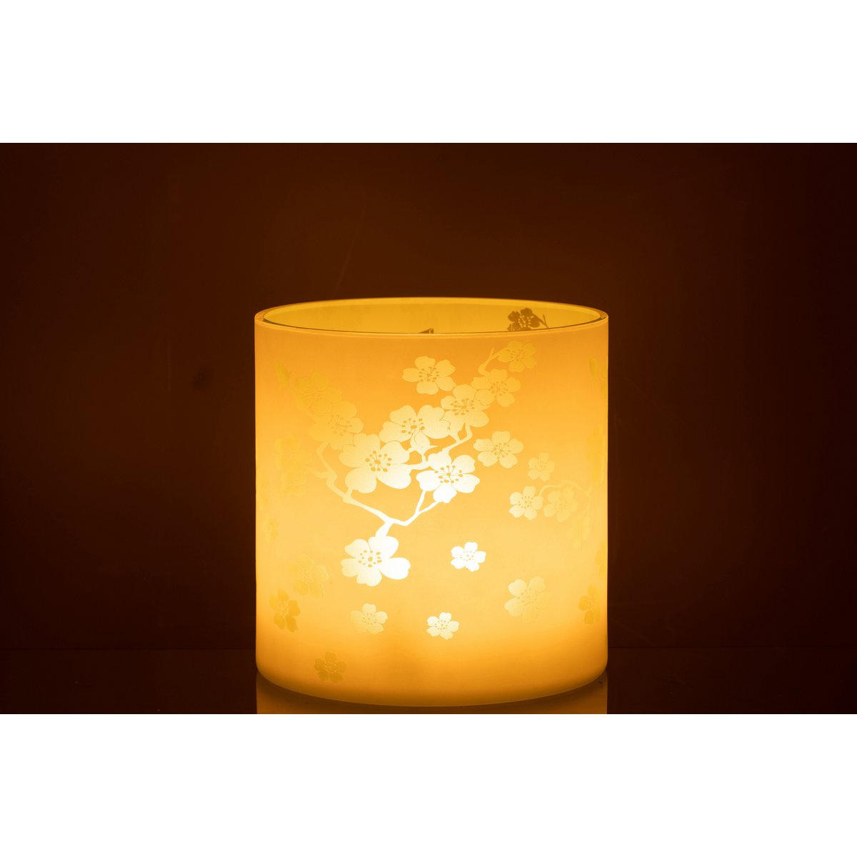 J-Line - Windlicht Bloemen - Glas - Groen - Extra Large