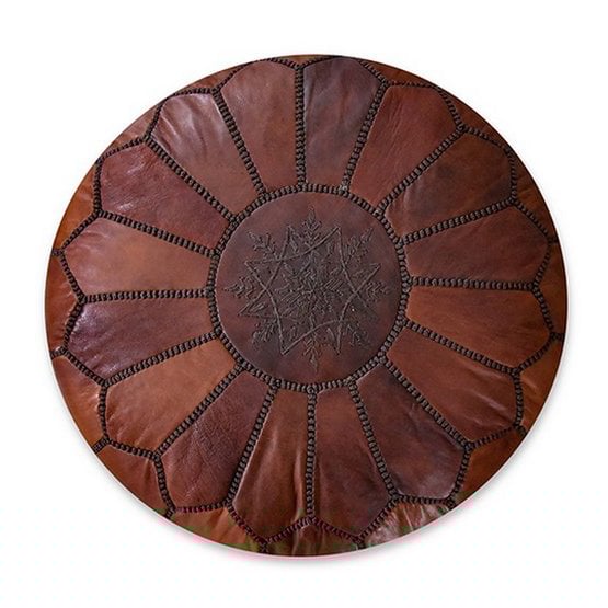 Poufs & Pillows - Leren poef - kaneelbruin - gevuld geleverd