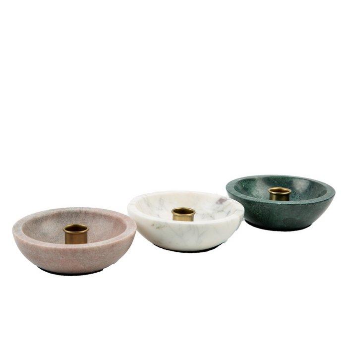 Mrs. Bloom - Ronde kandelaar roze marmer