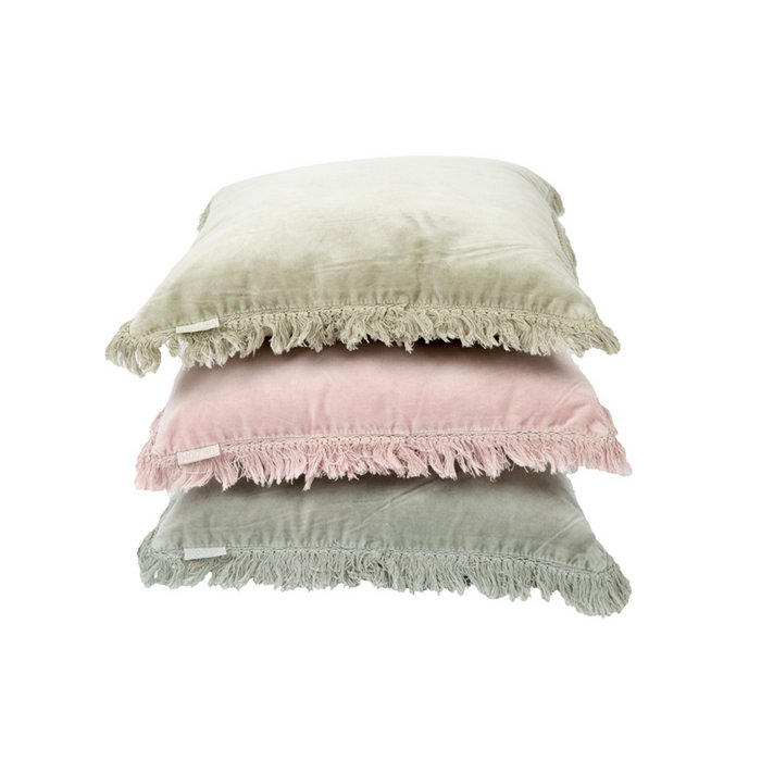 Mrs. Bloom - Fluweel/Linnen sierkussen 'Rosie' (45cm x 45cm, Oud blauw)