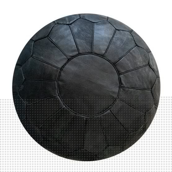 Poufs & Pillows - Leren poef - zwart (XL) - gevuld geleverd