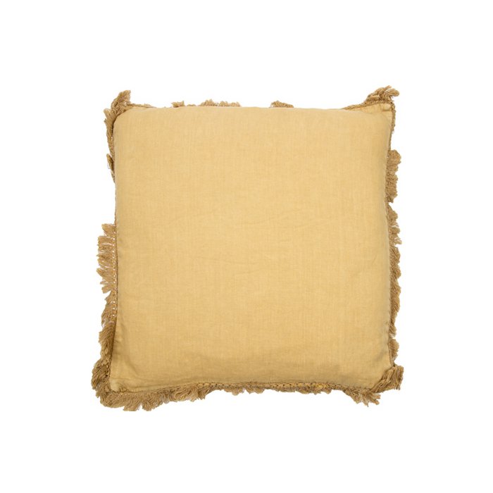 Mrs. Bloom - Fluweel/Linnen sierkussen 'Rosie' (45cm x 45cm, Mosterd)