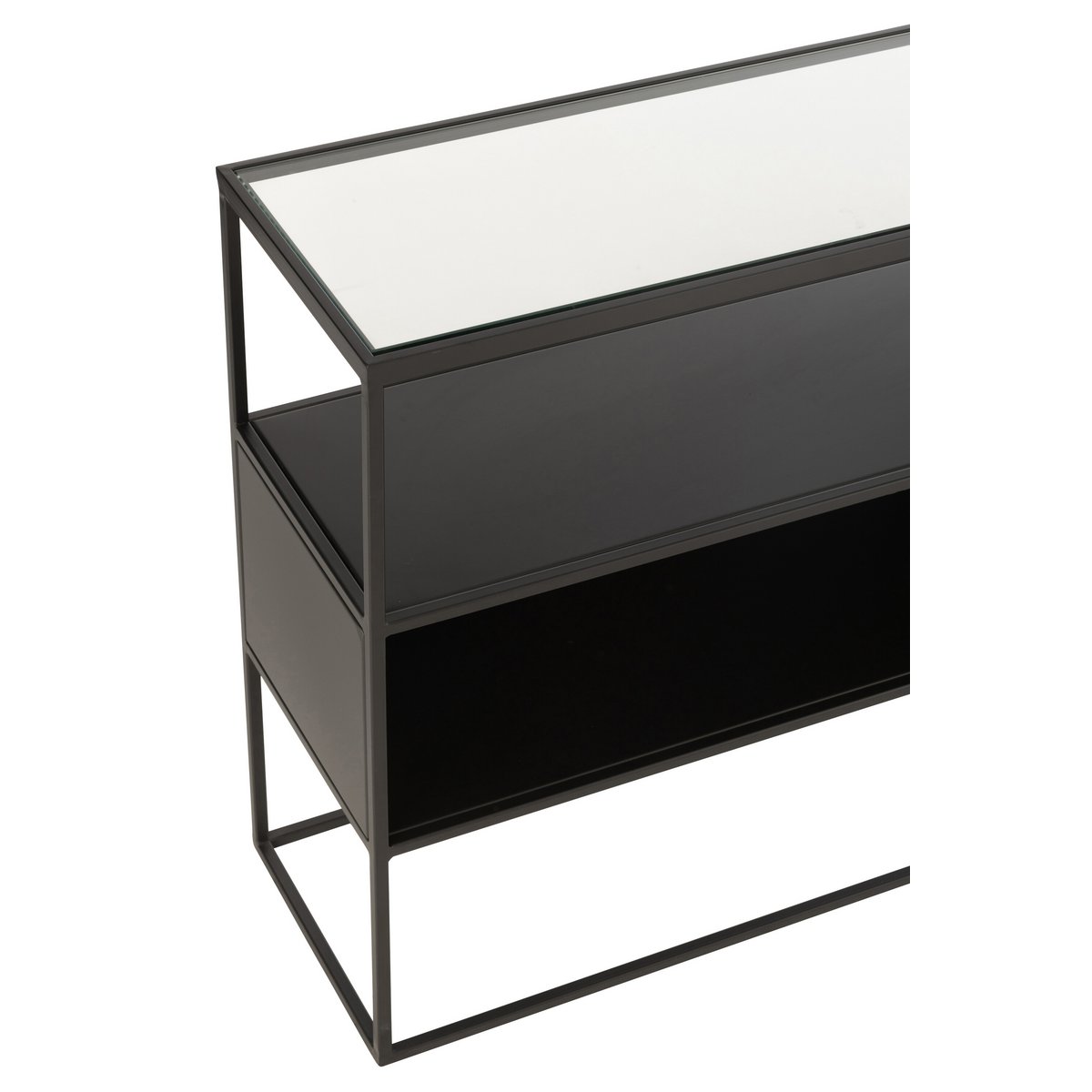 J-Line - Console Vierkant Metaal/Glas Zwart