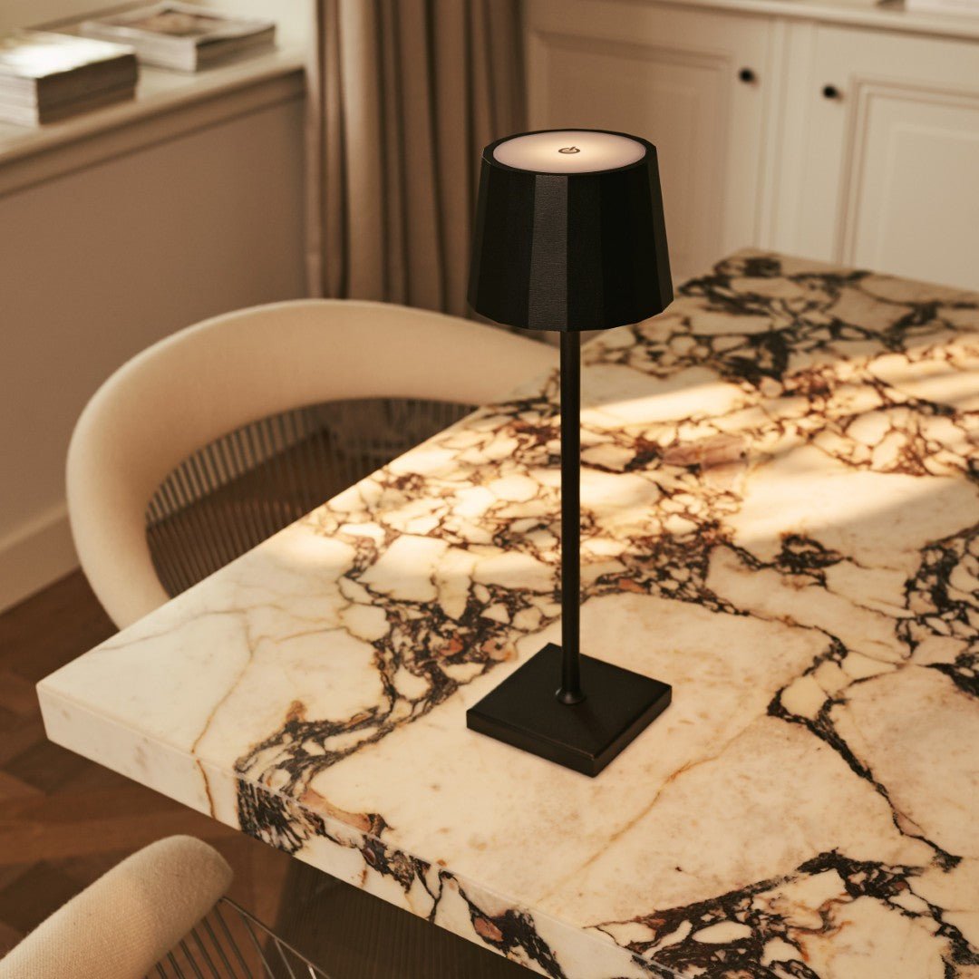 Tavellio-Amsterdam - William Black oplaadbare ijzeren tafellamp | Dimbaar en draagbaar | Batterijduur van 100 uur