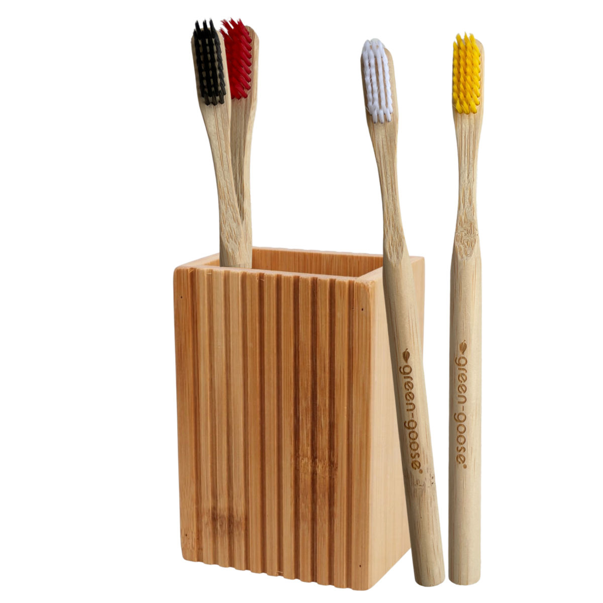 green-goose - Bamboe Tandenborstelhouder met 4 Castor Tandenborstels