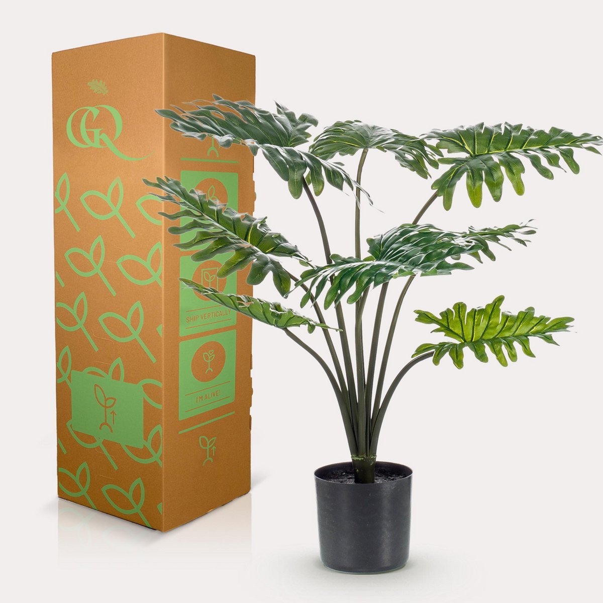 Green BoutiQ - Kunstplant - Philodendron - 60 cm